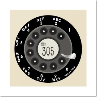 Rotary Dial Phone Miami 305 Miami Florida Area Code Posters and Art